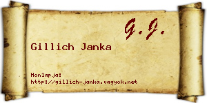 Gillich Janka névjegykártya